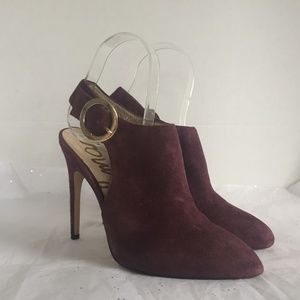 Sam Edelman Julian Purple Suede Buckle Slingback Stiletto Heels - Size 8 Dressy.